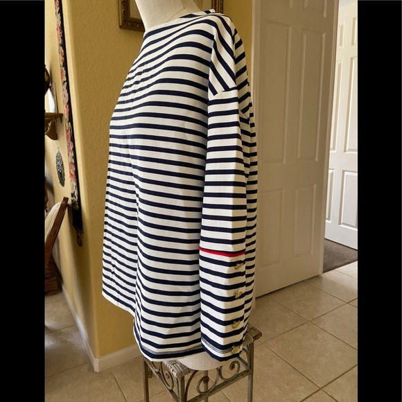 Zara Blue and White Stripped Top Easy Fit Sleeves - Picture 4 of 7